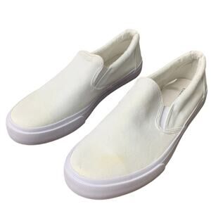 Emma Womens Size 12 White Canvas Basic Low-Top Slip On Loafer Shoes for Crafts